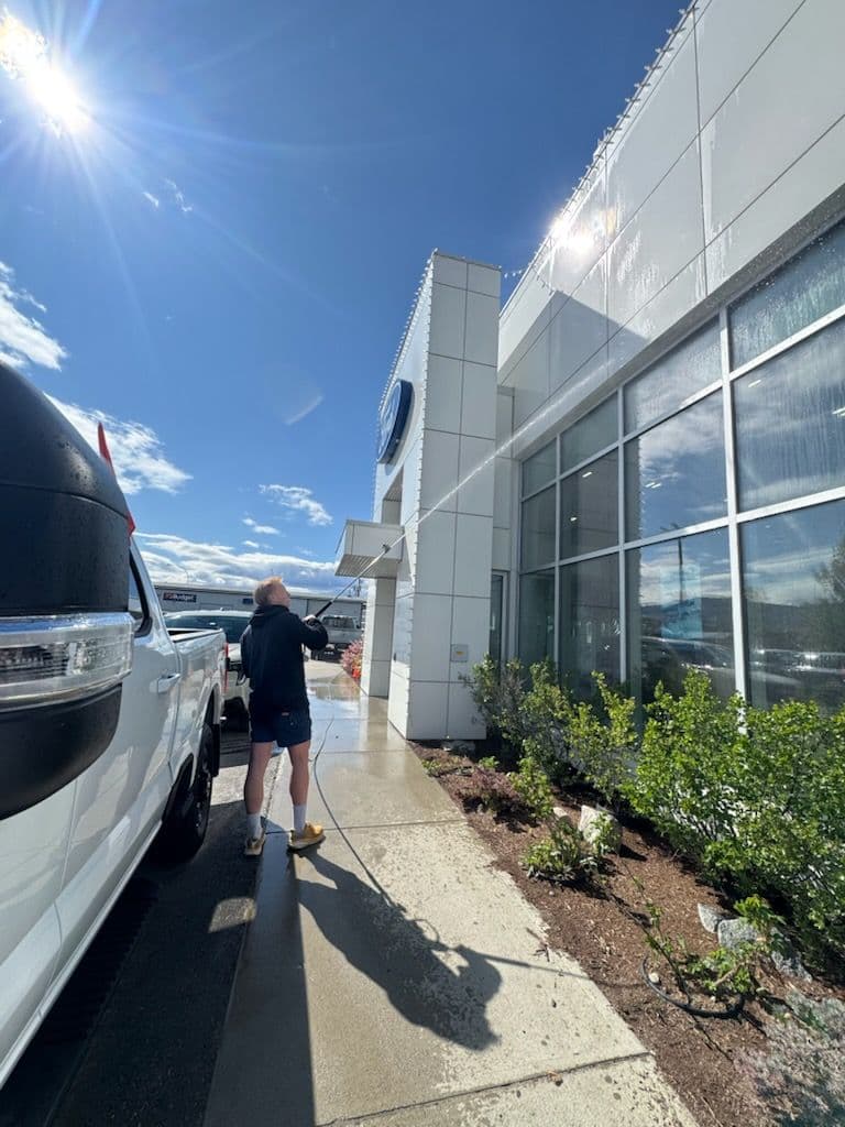 Spotless Window and Building Wash for Ford Dealership